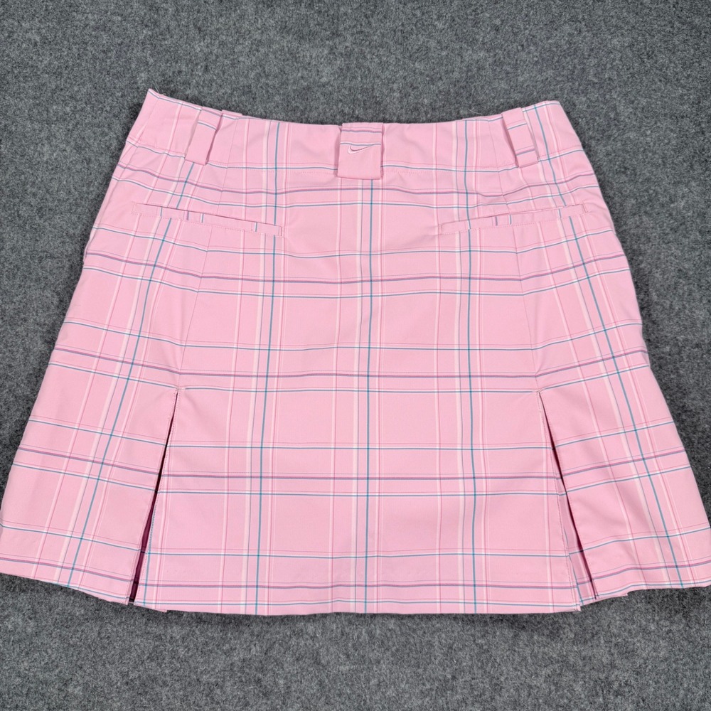 Nike Golf Pink Plaid Pleated Skort Nike Fit Dry Womens Size 8 321414-623 - Picture 2 of 9